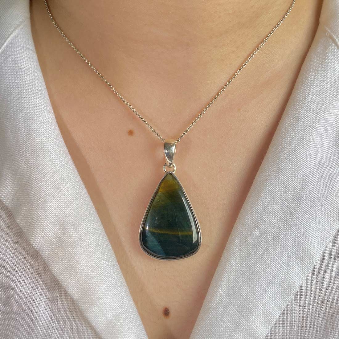 Blue Tiger Eye Pendant-(BTE-P-7.)